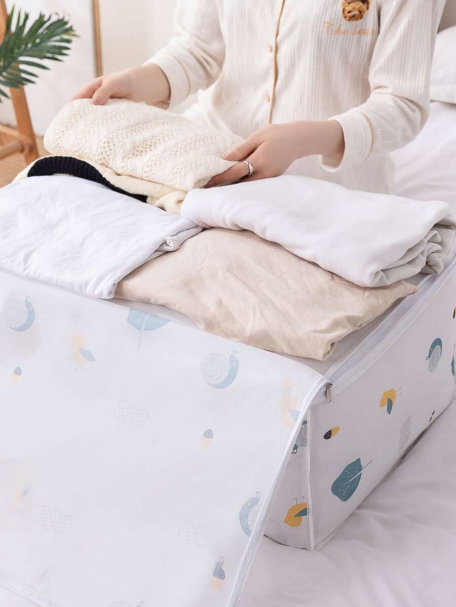 1pc Random Pattern Clothing Storage Bag,Cute Cartoon Large Capacity Storage Bag,Portable Waterproof Clothes And Quilt Storage Box - Multicolor - View 1