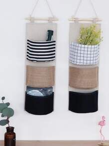 1pc Hanging Random Storage Bag, 3 Grid Hanging Organizer For Home Storage - Multicolor - View 7