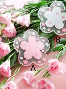 1pc PVC Coaster, Cute Clear Cherry Blossoms Shaped Table Cup Coaster - Multicolor - View 3