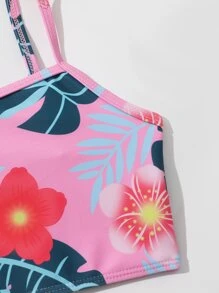 Young Girl Tropical Print Bikini Set Summer Beach - Multicolor - View 5