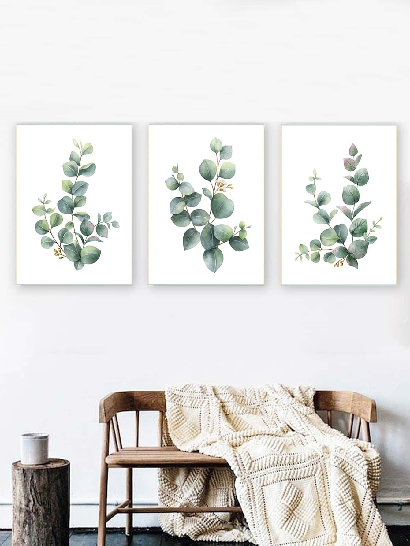 3 Cái/bộ Họa Tiết Lá Tranh Có Khung, Canvas Tranh Nghệ Thuật Treo Tường Cho Trang Trí Tường Nhà - màu xanh lá - Xem 1