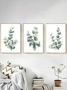 3 Cái/bộ Họa Tiết Lá Tranh Có Khung, Canvas Tranh Nghệ Thuật Treo Tường Cho Trang Trí Tường Nhà - màu xanh lá - Xem 2