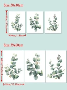 3 Cái/bộ Họa Tiết Lá Tranh Có Khung, Canvas Tranh Nghệ Thuật Treo Tường Cho Trang Trí Tường Nhà - màu xanh lá - Xem 3