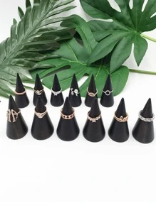 5pcs Wooden Ring Display Rack, Black Cone Ring Holder For Jewelry Storage Valentine Day Back To School - Black - View 4