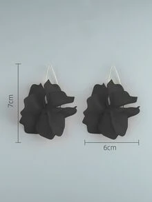 Flower Decor Stud Earrings - Black - View 3