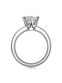 XUJIA 1 Peça Anel de Moissanite de 2 Quilates, Estilo Feminino, Cor D, Claridade VVS1, 8mm Redondo, Perfeitamente Cortado, Engaste Clássico de 6 Garras em Prata 925, Anel de Aniversário de Prata, Presente de Aniversário de Casamento, Presente de Joias Femininas - Prata - Visão 8