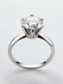 XUJIA 1枚3克拉莫桑石戒指，女士款式，D色，VVS1净度，9毫米圆形，完美切割，925纯银经典六爪镶嵌，银婚纪念戒指，结婚纪念日礼物，女士珠宝礼物 - 銀色 - 查看 7