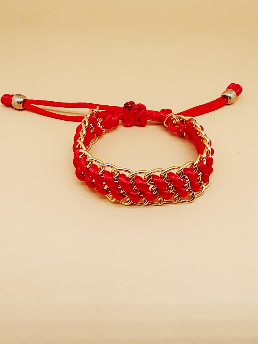雙色編織手鏈 - 紅色 - 查看 1