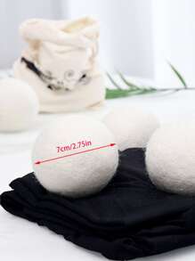 2pcs Solid Color Laundry Wool Dryer Ball, Reusable Clothing Drying Ball - White - View 7