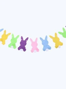 1set Non-woven Fabric Pull Flag, Rabbit Design Hanging Flag For Party - Multicolor - View 2