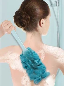 1pc Long Handle Bath Brush, Massage Cleaning Brush - Blue - View 1