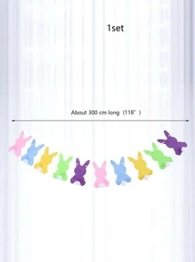 1set Non-woven Fabric Pull Flag, Rabbit Design Hanging Flag For Party - Multicolor - View 3