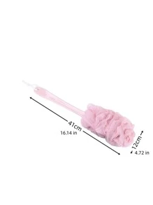 Cepillo de ducha exfoliante de lujo con mango largo - Consiéntete con un masaje relajante, bolsa, organizador, almacenamiento, pasadores de pelo - Rosa - Ver 2