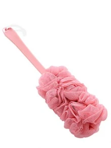 Cepillo de ducha exfoliante de lujo con mango largo - Consiéntete con un masaje relajante, bolsa, organizador, almacenamiento, pasadores de pelo - Rosa - Ver 3
