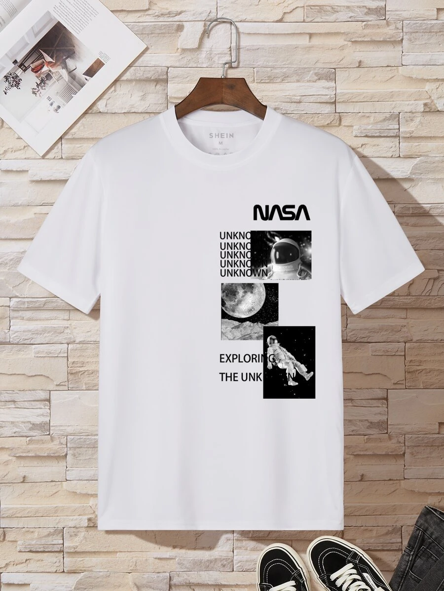 Áo thun & Áo lót Nam Con số Lá thư Giải trí - trắng - Xem 1