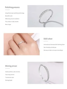 Khối Zirconia  Trang trí Màu bạc Ban nhạc đám cưới Đối với phụ nữ Đám cưới cô dâu Tốt Đồ trang sức Hôn ước - Bạc - Xem 4