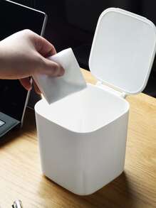 1 pieza basurero de escritorio - Blanco - Ver 1
