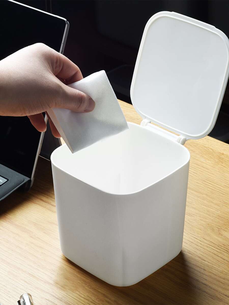 1 pieza basurero de escritorio - Blanco - Ver 1