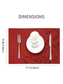 1pc Hình lá chống trượt Placemat - Đỏ - Xem 2
