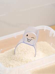 1入組隨機米勺帶刻度卡通創意多功能2合1米量杯適用於廚房