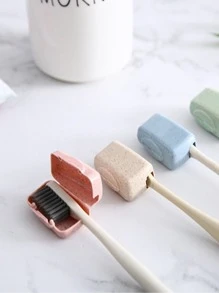 4pcs Random Color Portable Toothbrush Cover, Small Plastic Toothbrush Head Cap For Outdoor Travel Home Bathroom Decor - Multicolor - View 5