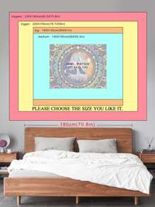 Tree & Mandala Print Tapestry - Multicolor - View 7