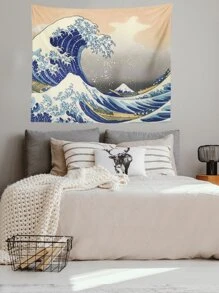 The Great Wave Off Kanagawa Print Tapestry, Home Decor, Room Decor, Flags For Room, Tapestries - Multicolor - View 2