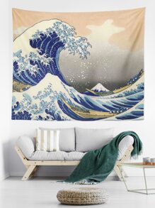The Great Wave Off Kanagawa Print Tapestry, Home Decor, Room Decor, Flags For Room, Tapestries - Multicolor - View 3