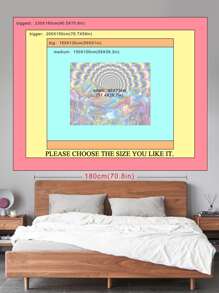 山与仙人掌印花挂毯、房间旗帜、房间装饰、挂毯、墙壁装饰、墙壁艺术、房间用品、房间旗帜、家居装饰、挂毯 - 彩色 - 查看 7