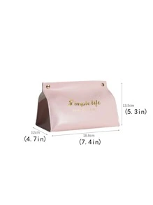 Creative Pu Desk Rectangular Tissue Box Case Paper Towel Holder, Pink - Pink - View 3