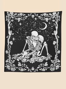 Skull Print Tapestry ,Room Decor, Home Decor, Room Stuffs ,Wall Arts, Flags For Room - Black and White - View 1