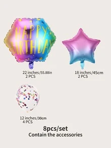 8入組生日裝飾氣球套裝 - 彩色 - 查看 3