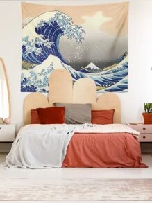 The Great Wave Off Kanagawa Print Tapestry, Home Decor, Room Decor, Flags For Room, Tapestries - Multicolor - View 6