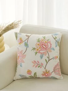 LCUHPCL 1 pièce Housse de coussin décoratif avec broderie florale, décoration pour le salon, la chambre à coucher, les fêtes, pour toutes les saisons - Multicolore - Voir 3