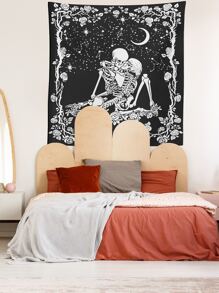 Skull Print Tapestry ,Room Decor, Home Decor, Room Stuffs ,Wall Arts, Flags For Room - Black and White - View 2