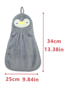 1pc Cartoon Penguin Pattern Hand Towel Back To School Dish Cloths Kitchen Towel - Dark Grey - View 2