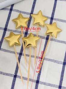 20 piezas Surtido colorido de decoraciones para tarta: coronas, estrellas, corazones y "Feliz cumpleaños" para fiestas, baby shower, bodas, Navidad, Ramadán, Eid Mubarak - Dorado - Ver 2