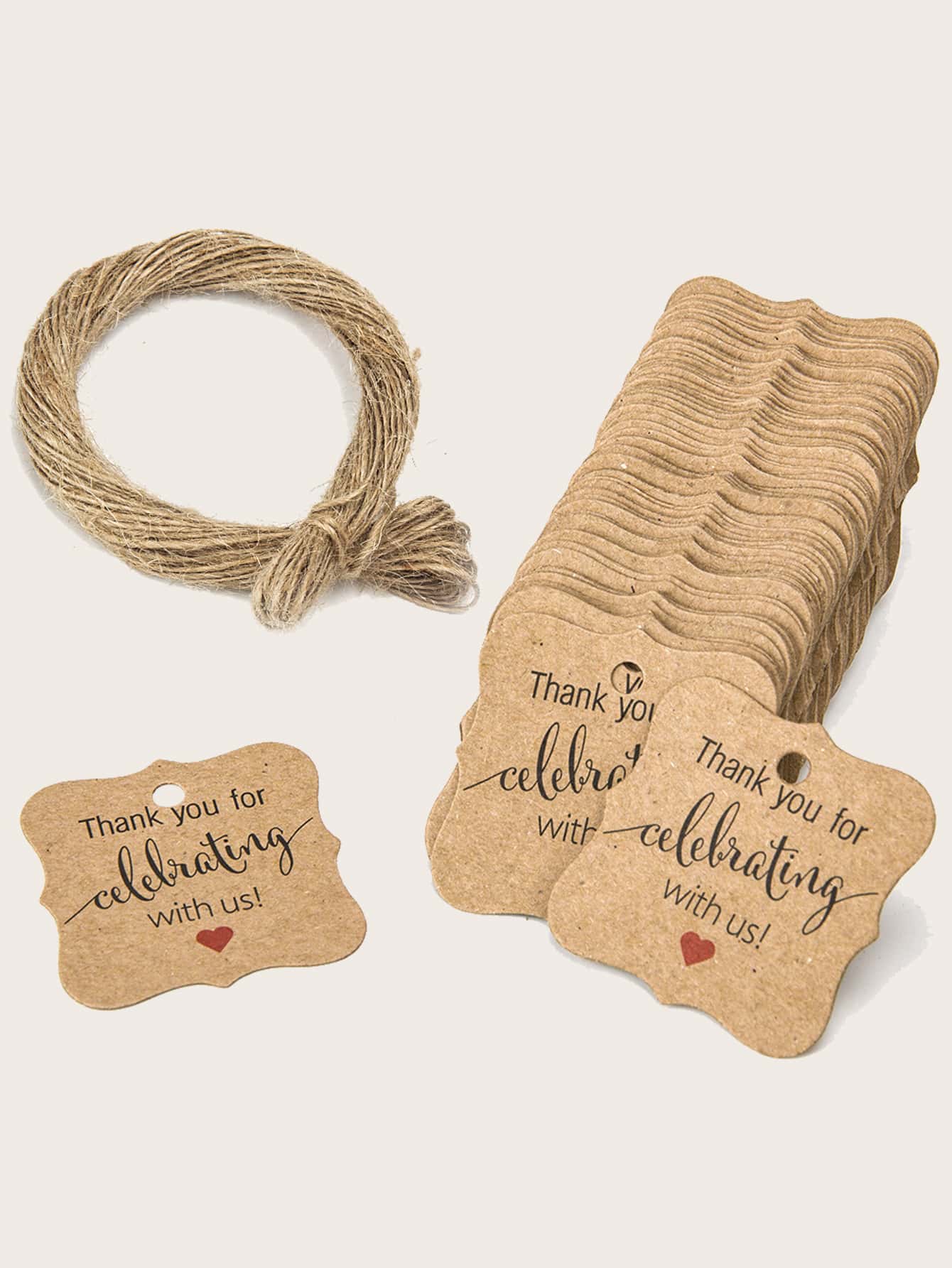 Thẻ quà tặng đồ họa khẩu hiệu 100 chiếc có dây - Màu Khaki - Xem 1
