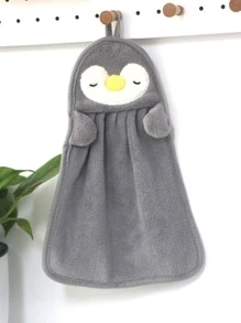 1pc Cartoon Penguin Pattern Hand Towel Back To School Dish Cloths Kitchen Towel - Dark Grey - View 3