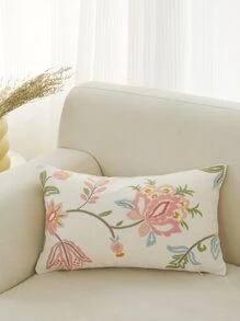 LCUHPCL 1 pièce Housse de coussin décoratif avec broderie florale, décoration pour le salon, la chambre à coucher, les fêtes, pour toutes les saisons - Multicolore - Voir 4