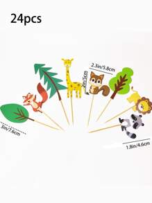 24pcs Animal Shaped Cake Topper - Multicolor - View 3