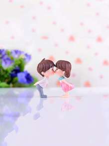 2pcs/Set Cartoon Couple Design Decorative Object, Mini Cute Art Decoration For Home Decor Best Gifts Birthday - Multicolor - View 2