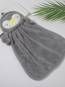 1pc Cartoon Penguin Pattern Hand Towel Back To School Dish Cloths Kitchen Towel - Dark Grey - View 5