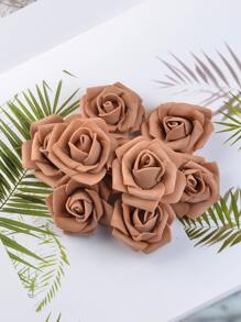 10入組人造玫瑰花頭 - 咖啡棕 - 查看 1