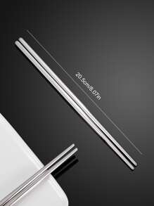 1對/4對不鏽鋼筷子，適用於家庭廚房和酒店 - 銀色 - 查看 2