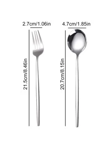 4 piezas Cuchara de cocina de acero inoxidable y tenedor de 4 piezas - Plateado - Ver 2