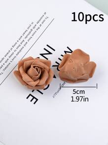 10入組人造玫瑰花頭 - 咖啡棕 - 查看 3