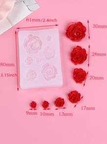 1 件花卉设计 DIY 硅胶模具，7 格玫瑰硅胶模具，适用于 DIY