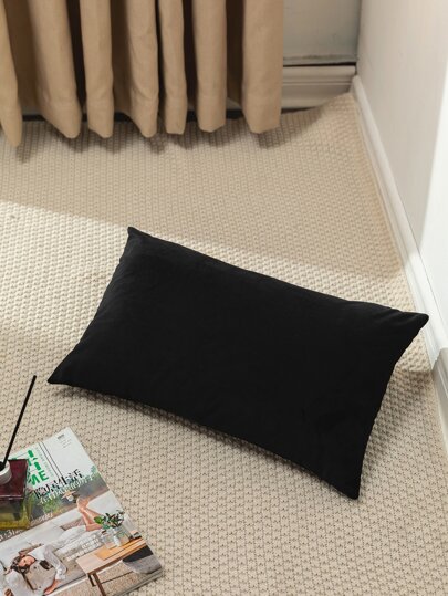 1 pieza Funda de almohada rectangular, unicolor minimalista con felpa gruesa, estilo europeo y americano, sin relleno