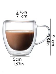 1pc Clear Glass Cup, Transparent Coffee Mug For Household - Clear - View 2